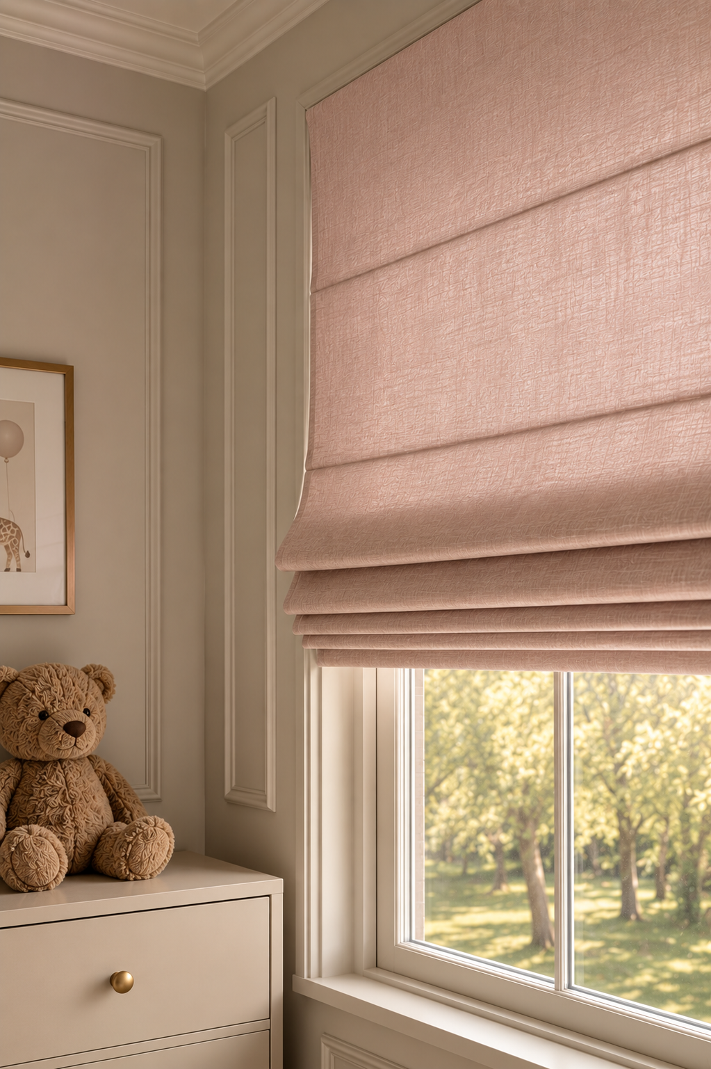Vouwgordijn licht roze