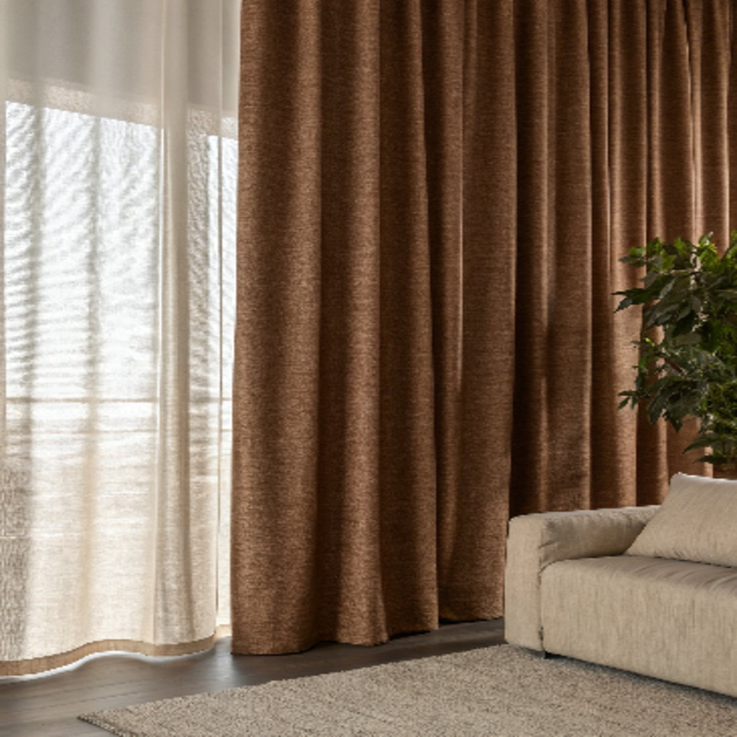 Luna Linnen Inbetween Gordijnen Roest - Dailux -