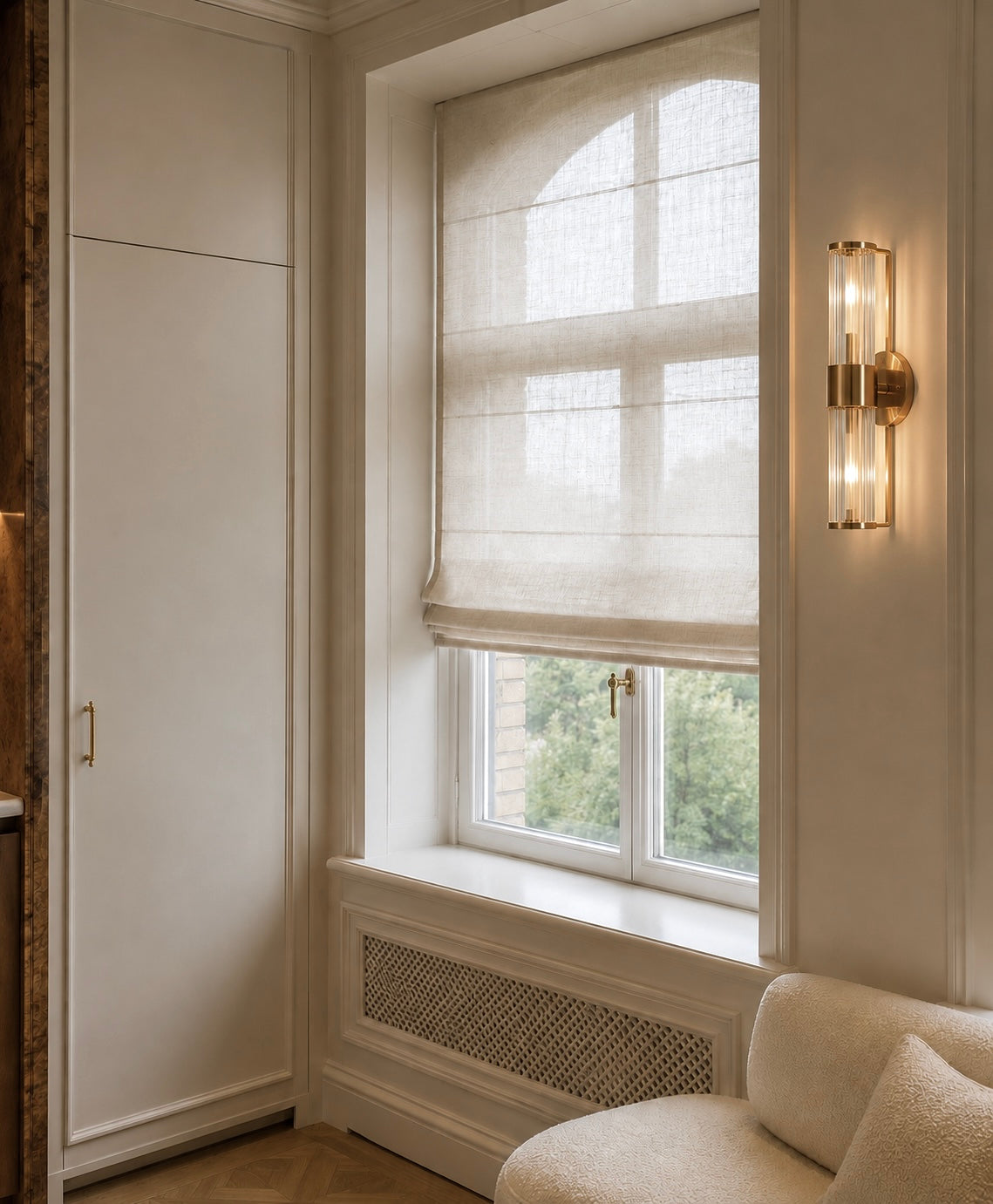 Vouwgordijn linnen Lichtdoorlatend Lichtbeige