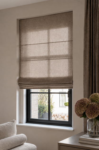 Linnen vouwgordijn beige